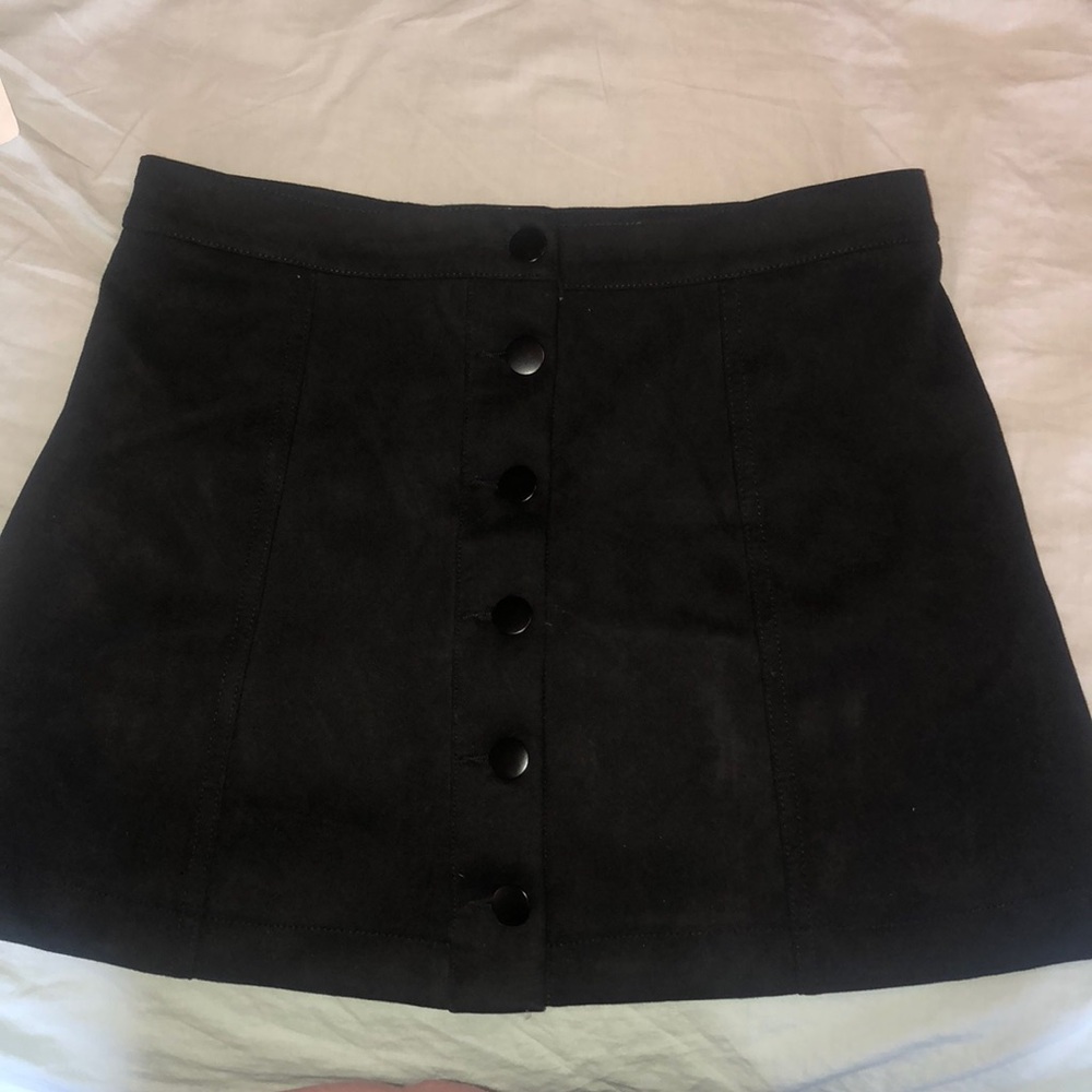 Black suede mini skirt